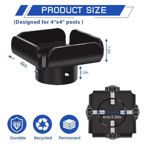 Heavy Duty 10 Ton Bottle Jack To Post Adapter With Centering Pin For 4x4 Wood Beams, black adapter measuring 4x1.2 inches for timber posts.