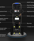 Heavy Duty Electric Stair Climbing Hand Truck With 880 Lb Capacity And Powerful Motor, detailed view of controls, battery, and wheels.