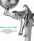 Pneumatic Paint Spray Gun With Huge 400ml Pot For Auto Body Shops And Car Care showing 1.5mm nozzle and metal build for precision.
