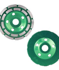 Double Row Diamond Grinding Wheel Disc For Concrete Granite Marble Polishing And Smoothing, 125 x 22.2 mm, top and bottom view