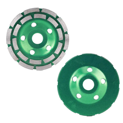 Double Row Diamond Grinding Wheel Disc For Concrete Granite Marble Polishing And Smoothing, 125 x 22.2 mm, top and bottom view
