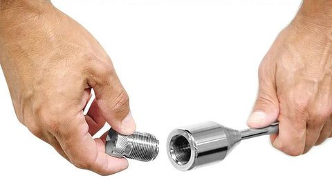 Hands assembling Right Handed Golf Tempo And Grip Trainer for indoor and outdoor practice with adjustable weight settings