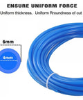 Rock Solid PU Pneumatic Air Hose Kit 6mm OD 4mm ID 10m Length With Connector Elbows Joints For Air Tools Machining Yard Work No Crease Flow Design For Easy Install Works Like A Charm Any Time At Your Shop Or Garage Anywhere. Blue PU hose 6mm OD 4mm ID coil