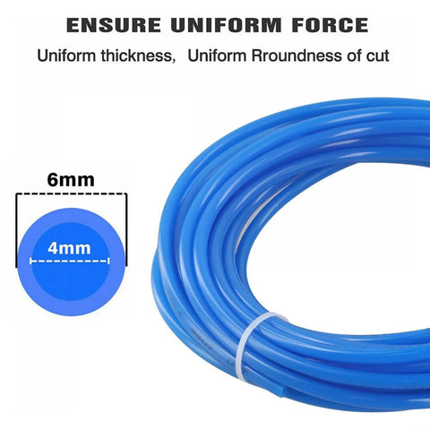 Rock Solid PU Pneumatic Air Hose Kit 6mm OD 4mm ID 10m Length With Connector Elbows Joints For Air Tools Machining Yard Work No Crease Flow Design For Easy Install Works Like A Charm Any Time At Your Shop Or Garage Anywhere. Blue PU hose 6mm OD 4mm ID coil