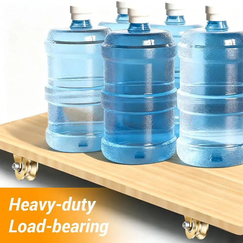 Built Different Four Pack V Groove Wheel Pulley Block Forged From Tough Carbon Steel Rope Reel With Galvanized Mounts For Weekend Warrior Projects Moves Heavy Gear Like A Champ Guaranteed, showing water bottles on a heavy-duty platform with wheels.