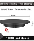 Slick Black Electric Turntable Motorized Rotating Display Stand With Remote Control, 42cm size for product photography.