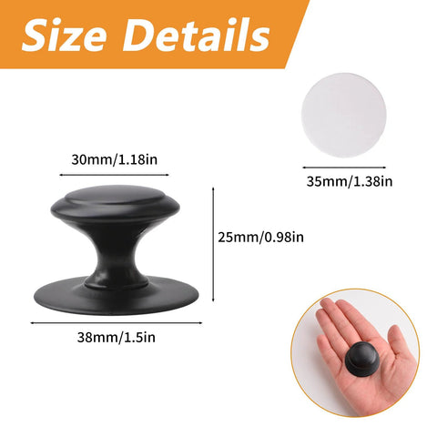 Size details of Stainless Steel Drawer Knobs 8 Pack With Self Adhesive Backing And Mounting Screws 1.18 Inch Matte Black
