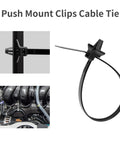 Heavy Duty Six Inch Nylon Cable Ties One Hundred Pack features push mount clips, ideal for auto wiring and quick home projects.