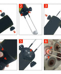 Top Shelf Induction Heater Coil Kit Including 10 Pcs Brass Core Rods And A Solid Storage Box showing setup steps with adjustable coils for rust removal.