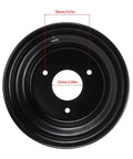 Front view of Beefed Up 7 Inch ATV Wheel Rim With 23T Axle Hub showcasing three hole mount design, black metal material.