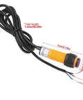 IR Break Beam Sensor 6-36V DC PNP Photoelectric with 5-30 Cm Detection Range, 3-Wire Output, showing cable and dimensions.
