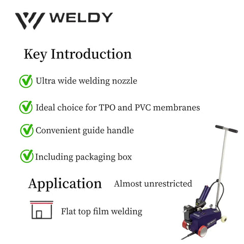 Heavy Duty Automatic Roof Welder For Waterproof Membrane Sealing With Hot Air Tool For PVC TPO EPDM featuring ultra wide nozzle.