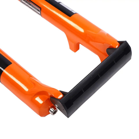 Close-up of the orange finish on the Beefy Air Suspension Front Fork for Mountain Bikes, 29 Inch Magnesium Alloy Damping System With Lockout.