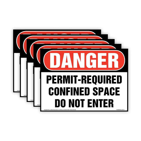 Permit Required Confined Space Danger Sign 10X7 Inches OSHA Compliant Wall Plate For Industrial Jobsites stacked display