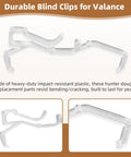Rock Solid 24 Pack Clear Valance Clips For 2.5 Inch Blinds And Window Shades durable plastic clips showing snap fit design and reinforcement.