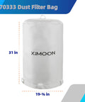 Heavy Duty Dust Collector Bag 19 And 5 Eighths Inch Replacement 1 Micron Filter Fits 18 To 20 Inch Systems, 31-inch height, white.