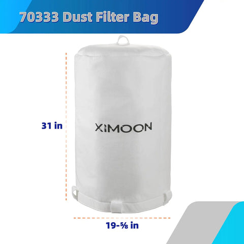 Heavy Duty Dust Collector Bag 19 And 5 Eighths Inch Replacement 1 Micron Filter Fits 18 To 20 Inch Systems, 31-inch height, white.