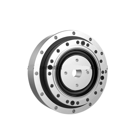 Solid Build Precision Harmonic Gear Reducer for Industrial Robot Arms and Motor Drives, round metal design with mounting holes.
