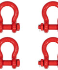Beefy 4 Pack 1 Inch Anchor Shackle Forged Carbon Steel With Safety Screw Pin Bolt Type Heavy Duty D Ring Shackle, red color