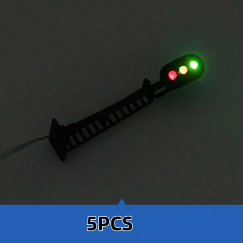 Badass 5 Piece Ho Scale 3 Light Block Signal Set Hella Durable Brass Prewired LED Railroad Lights With Red Yellow Green Bulbs 6.5cm Height For Model Trains 12V To 18V Powered Sick Upgrade For Any Layout Setup Totally Ready To Rock