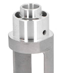 Close-up of heavy duty aluminum alloy No Hassle Square Hole Drill Bit Adapter And Mortising Bracket For Drill Press.