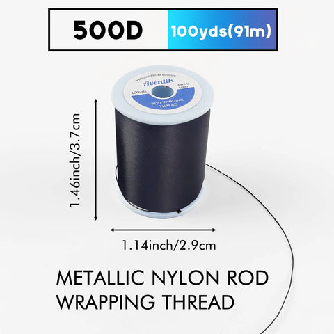 Two Pack Black Nylon Wrapping Thread For Fishing Rod Guide Wrapping 100 Yards Per Spool 500D Durable Eyelet Winding