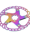 High End Mountain Bike Brake Discs And Rotor Pads 203mm Five Bolt Mount in rainbow finish for hydraulic mechanical sets.