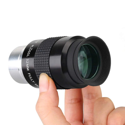 Close-up of 32mm 1.25 Inch Plossl Eyepiece For Telescopes With Filter Thread, Visual Astronomy Ready, showing FMC coatings.