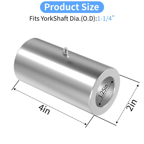 Tail Wheel Fork Tube Mount Bushing With Zerk Fitting Weld On Replacement For Bush Hog Squealer Rotary Cutter SQ36 SQ42 SQ48 SQ60 SQ84 SQ720 Fits 1 1/4 Inch Caster Yoke, 4in long