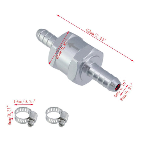 Mewutal stainless steel one-way fuel check valve set (2 pcs) with barbed ends and 6–10mm adjustable hose clamps