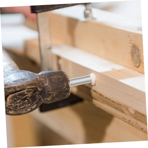 Hammer installing 304 Stainless Steel Dowel Pins 100 Pieces Cylindrical Fastening Elements for shelf support in woodworking application