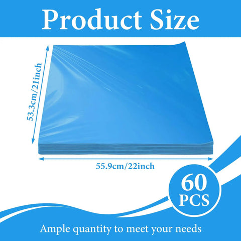 60 Pack Disposable Meat Lug Liners 2.5 Mil Thick Polyethylene Bags For Meat Processing Mixing And Transport 21 By 22 Inch Flat Open Liners In Blue For No Fuss Cleanup And Sanitary Work Areas showing size and pack quantity