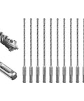 SDS Plus Rotary Hammer Drill Bit Set, Ten Piece Three Sixteenth By Eight Inch Masonry Bits With Carbide Tips, cross-type design