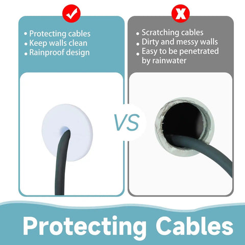 Comparison of Six Pack 1 Inch Wall Hole Cable Grommet Kit For Satellite Internet Cables with regular wall hole plug.
