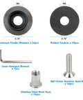 M6 Aluminum Fender Washers and Rubber Gaskets with Stainless Steel Bolts and Inner Hexagon Wrench from 54 Piece Kit