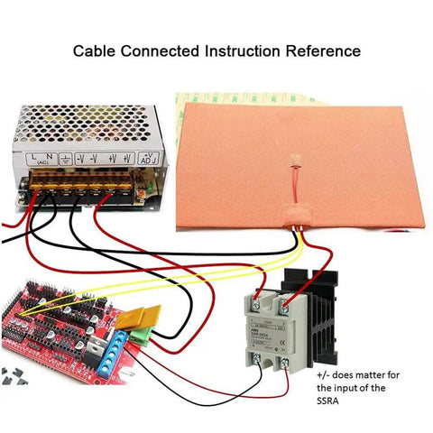 Beefed Up Silicone Heated Bed Mat For 3D Printers 120V 750W With NTC 100K Thermistor wiring setup