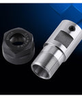 Single Collet Chuck Spindle Extension Rod For Cnc Milling And Lathe Machines Built Tough With High Hardness Steel, showing steel rod and nut.