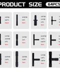 Detailed view of connectors from Five Foot Automotive Vacuum Hose Kit With 64 Vacuum Hose Connectors And 6 Vacuum Lines Pipe Cutter Silicone Hoses In One Eighth To Three Eighths Inch Inner Diameters Heavy Duty Heat And Pressure Resistant For Gearhead Car Hobbyists.