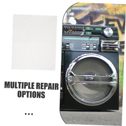 Welding Mesh Kit for Car Bumper Repair Durable Metal Wire Screen next to vintage boombox, showcasing multiple repair options.
