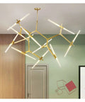 Post-Modern Nordic Pendant Light Herringbone Contemporary Living Room Dining Room Dimmable G9 Bulb Hanging Lamps LED in gold finish.
