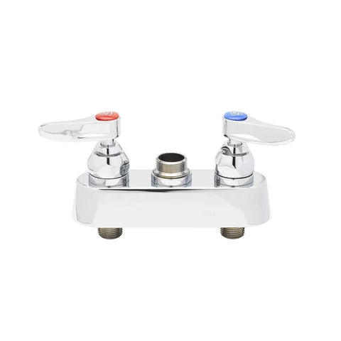 Deck Mount Workboard Faucet Chrome Brass Body With Swivel Outlet Pro Grade Quarter-Turn Eterna Cartridges 1/2 In NPT Inlets Includes Optional Tailpieces And Nut Lever Handle Built Tough High-Flow Mixing Faucet For Commercial Kitchens