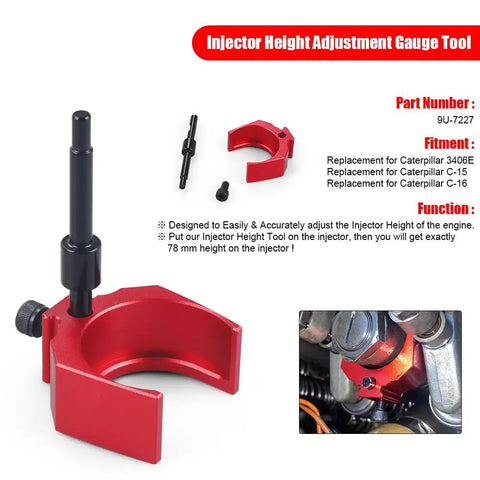 Pro Grade Injector Height Tool And Sleeve Remover Installer Set For CAT Caterpillar 3406E C15 C16 Engines, red tool close-up