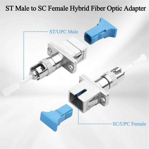 Hybrid Fiber Optic Adapter ST Male To SC Female, Plug And Play Singlemode 9/125 Micron, ST UPC To SC UPC Simplex Converter