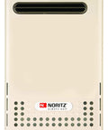 Heavy Duty Outdoor Propane Tankless Water Heater Delivering 9.8 Gallons Per Minute rear view with connectors and air intake.
