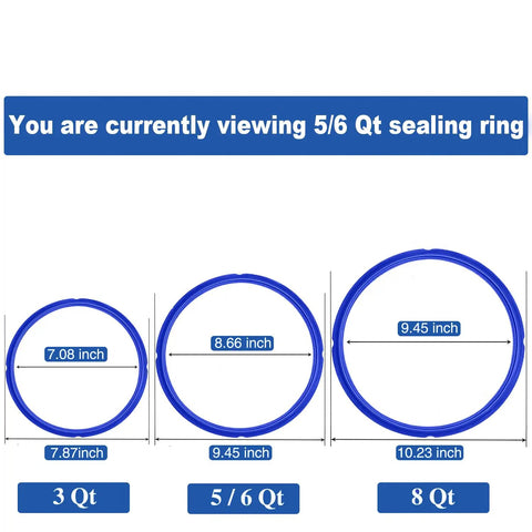 Three Pack 6 Qt Instant Pot Sealing Ring Replacement Kit With Three Float Valve Caps Food Grade Silicone Gasket sizes