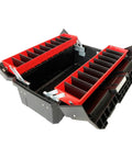 18.5 Inch Tool Box Organizer With Adjustable Compartments Portable Tool Storage Chest open to show inside compartments