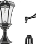 Motion Sensor Solar Outdoor Post Light With Victorian Bulb Black Aluminum 3 Mounting Options 3-Inch Fitter shown with mounts