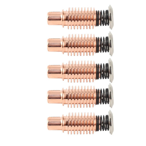Top Notch 5-Piece Copper Plasma Cutter Electrode Set With High Heat Resistance, easy portable torch tips showing copper construction.