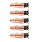 Top Notch 5-Piece Copper Plasma Cutter Electrode Set With High Heat Resistance, electrodes in row with copper tips and black springs.