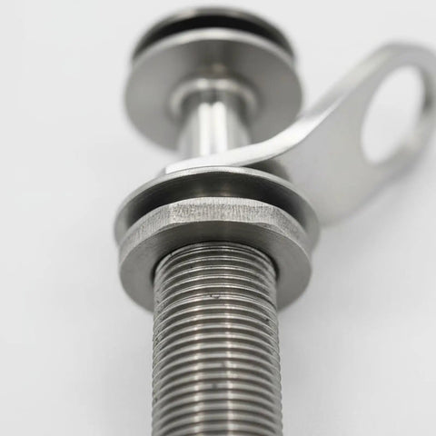 Deck Mount Guard Hanger With Quick Release Pin for Marine Gear and Rope Chafe Protection, Polished Stainless Steel No Slip Hook, close-up